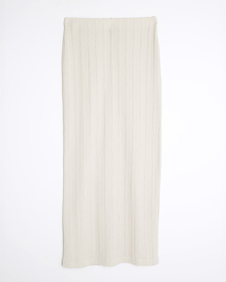 river island Cream Textured Midi Skirt