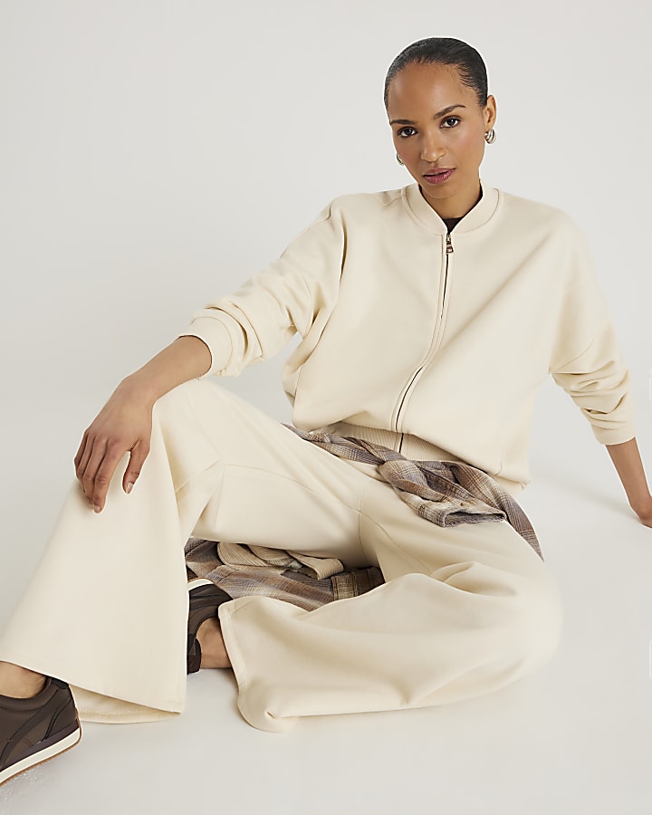 River Island Cream Wide Leg Joggers