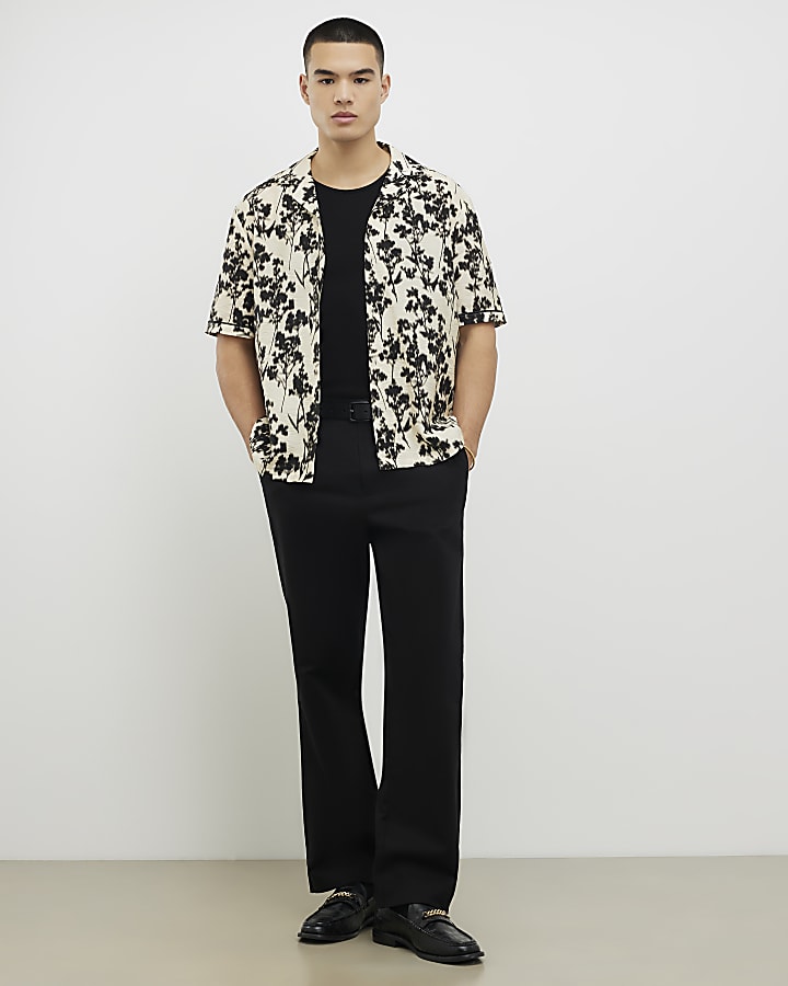 River Island Ecru Regular Fit Floral Shirt