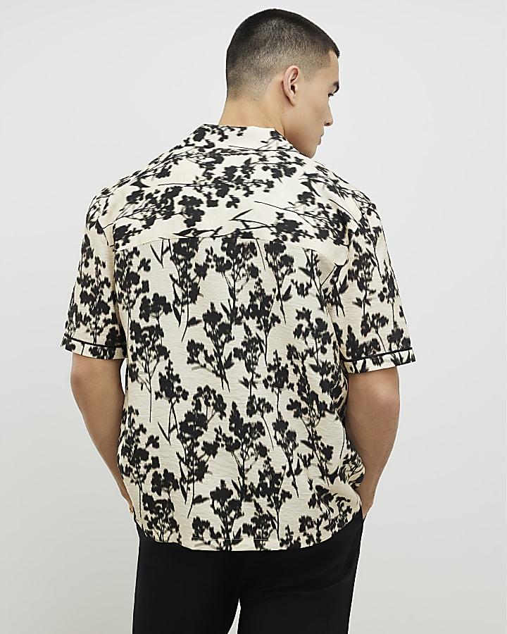 River Island Ecru Regular Fit Floral Shirt
