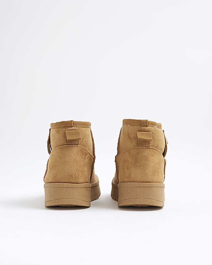River Island Girls Beige Faux Fur Lined Boots