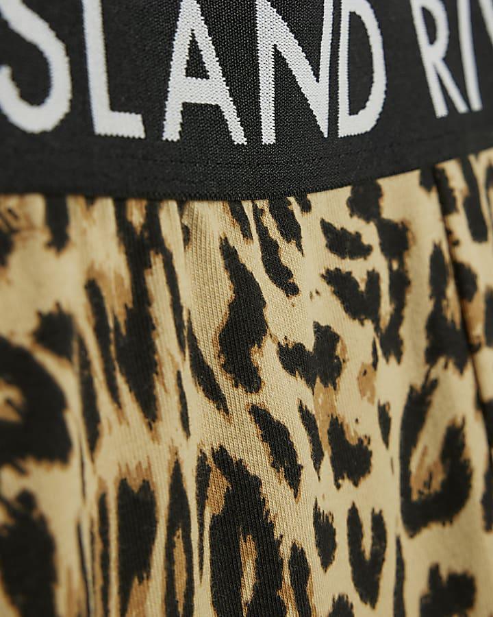 River Island Girls Beige Leopard Flared Leggings
