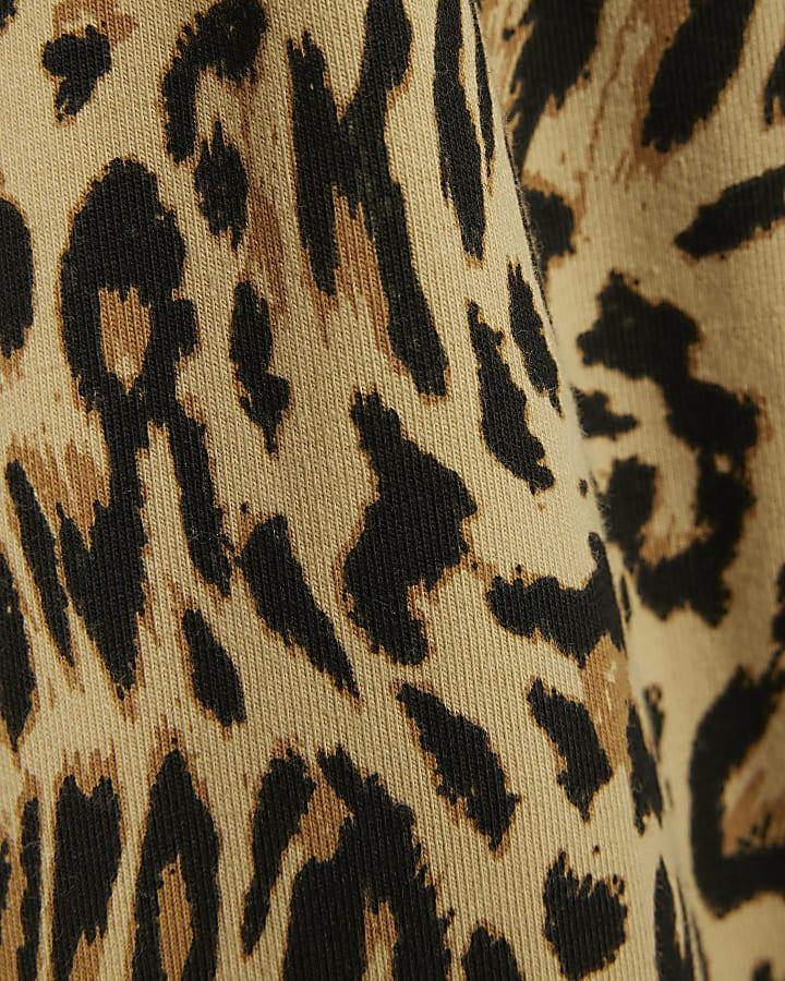 River Island Girls Beige Leopard Flared Leggings