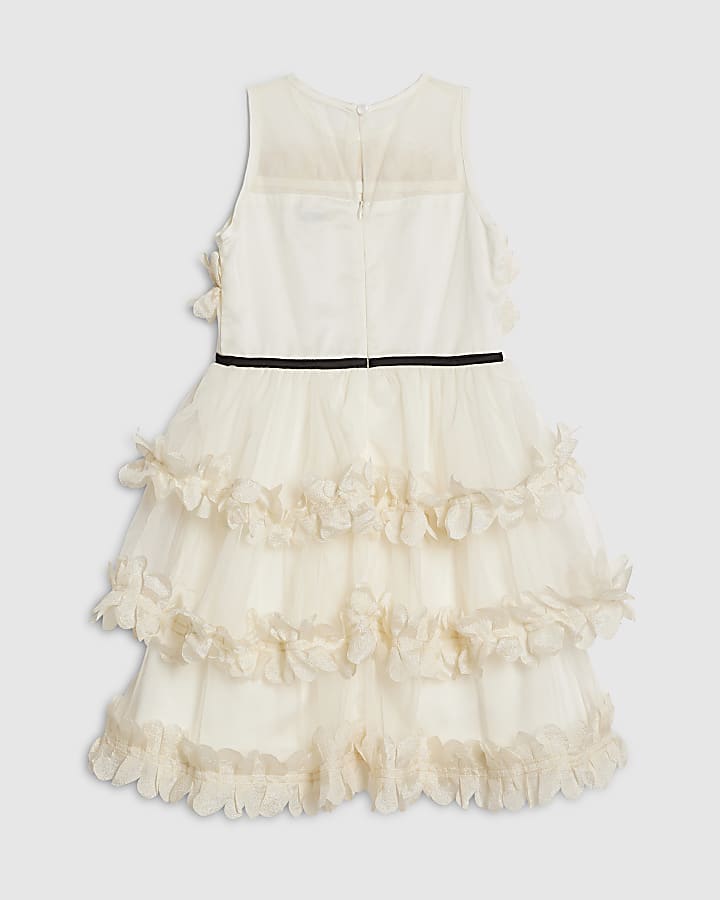 River Island Girls Beige Tiered Tulle Dress