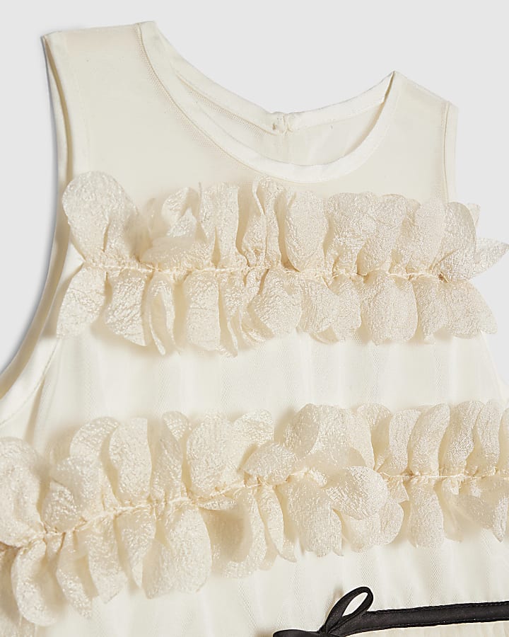 River Island Girls Beige Tiered Tulle Dress