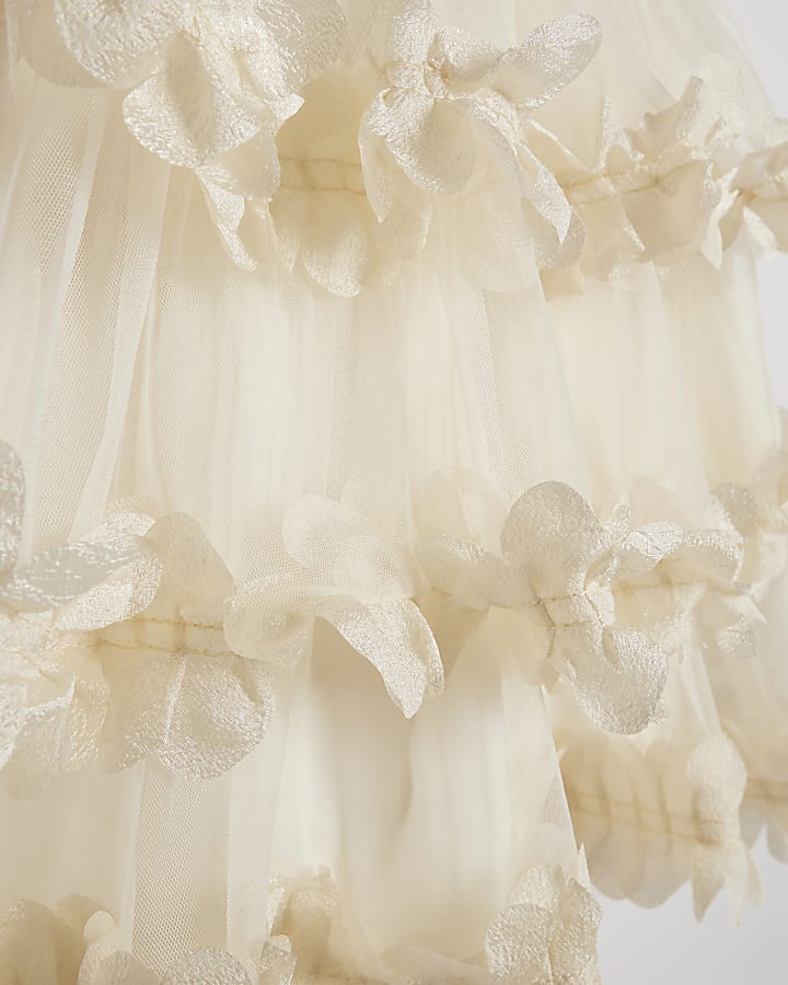 River Island Girls Beige Tiered Tulle Dress