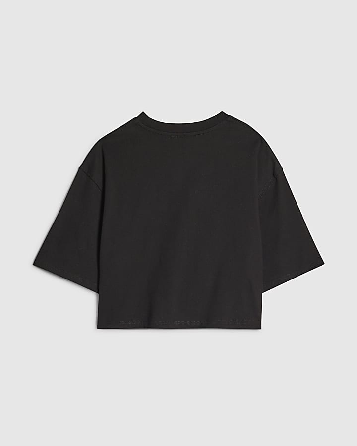 River Island Girls Black 1998 Zebra Infill T-Shirt