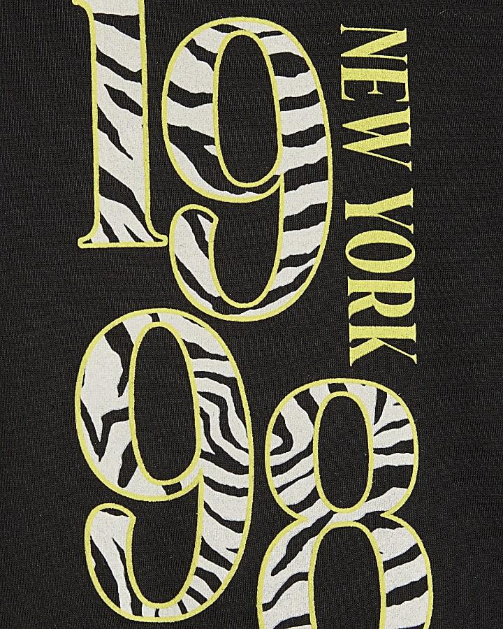 River Island Girls Black 1998 Zebra Infill T-Shirt