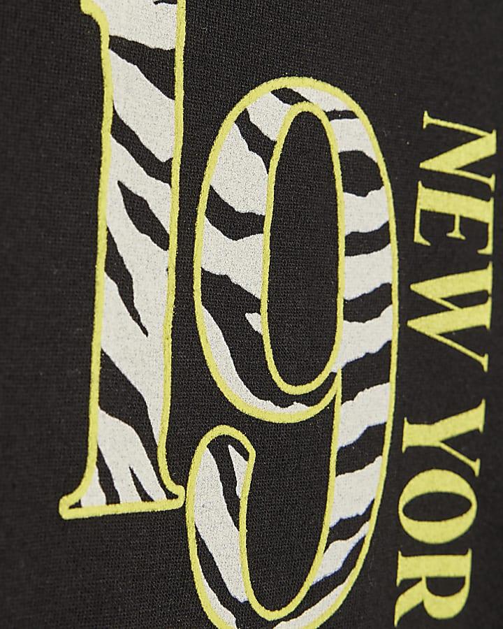 river island Girls Black 1998 Zebra Infill T-Shirt
