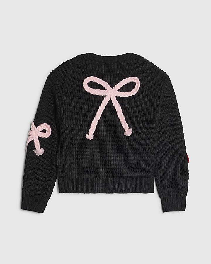 River Island Girls Black 3D Bow Cardigan