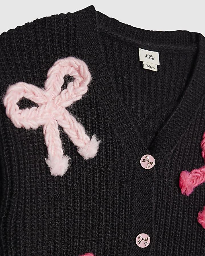 River Island Girls Black 3D Bow Cardigan