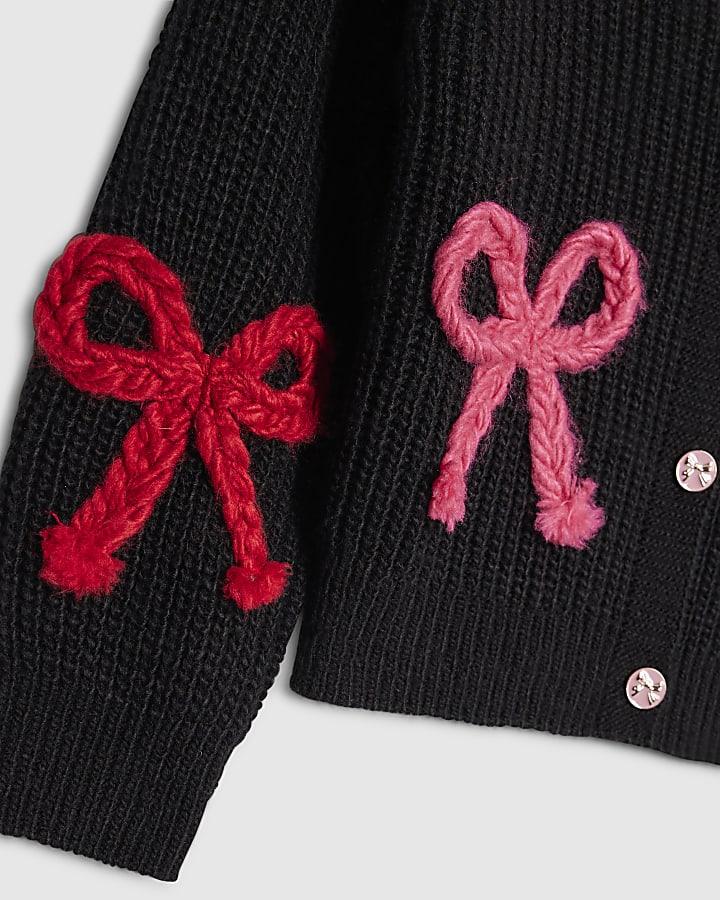 River Island Girls Black 3D Bow Cardigan