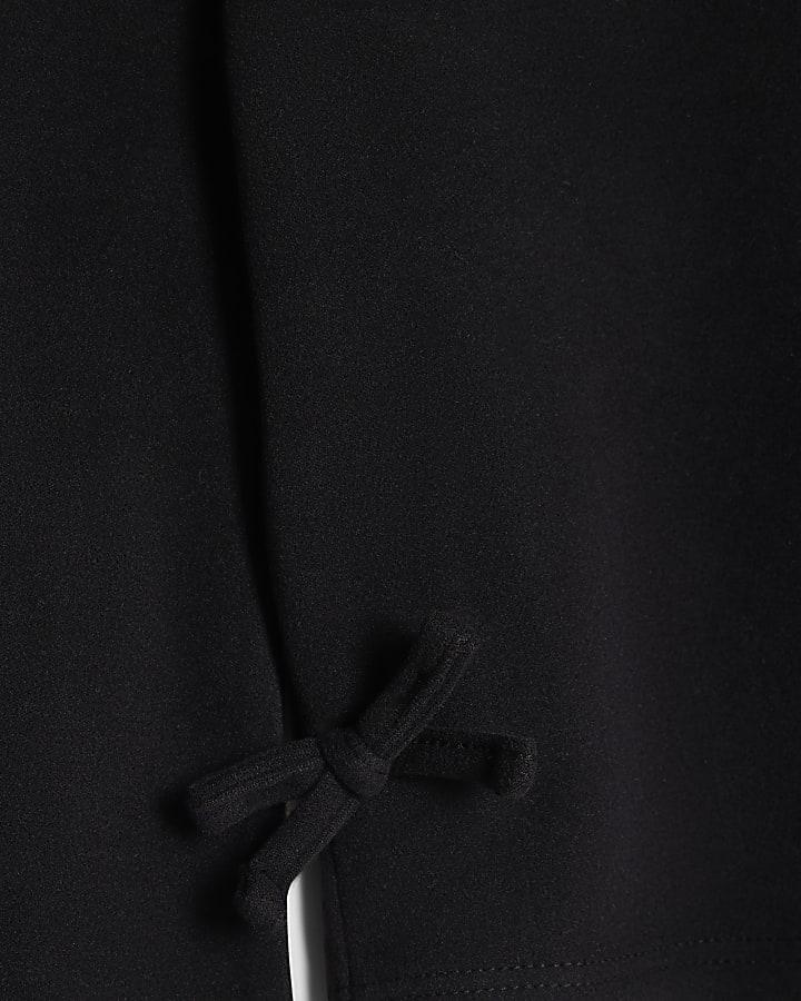 River Island Girls Black Bow Cosy Top