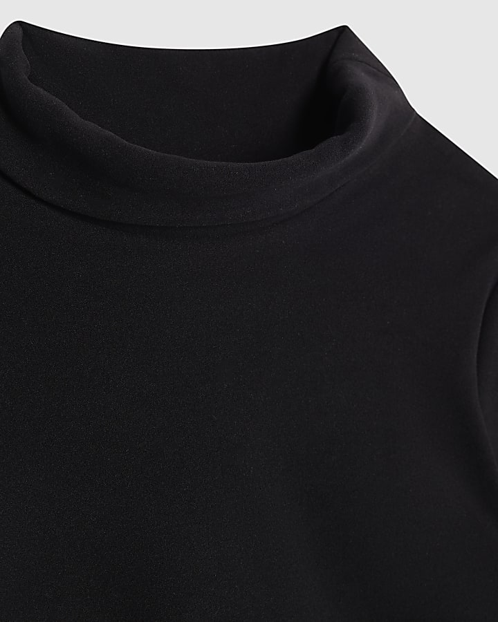 river island Girls Black Bow Cosy Top