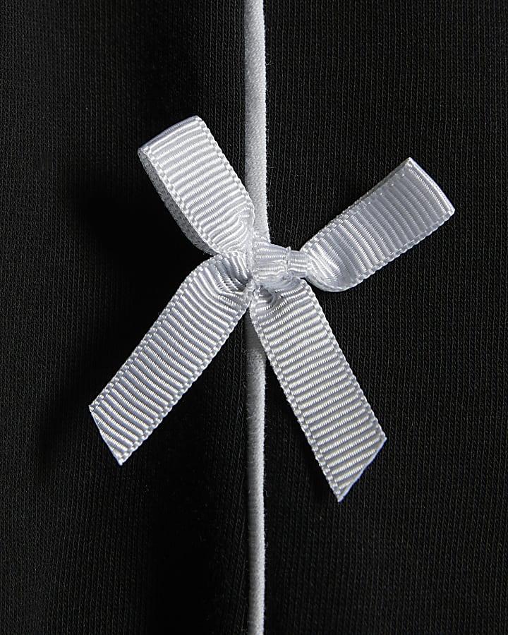 river island Girls Black Bow Sweatshirt Set