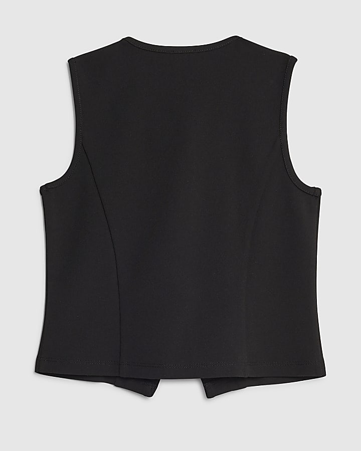 River Island Girls Black Bow Waistcoat