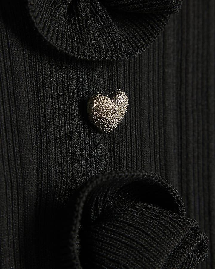 River Island Girls Black Corsage Cardigan Set