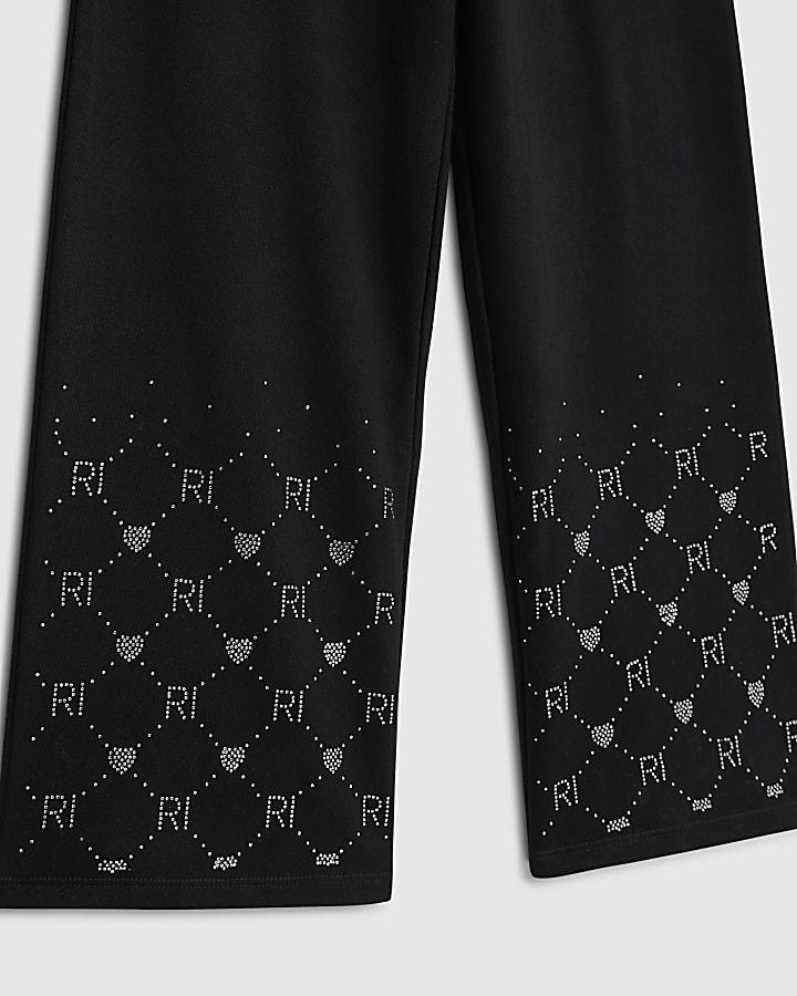 river island Girls Black Embellished Hoodie Set