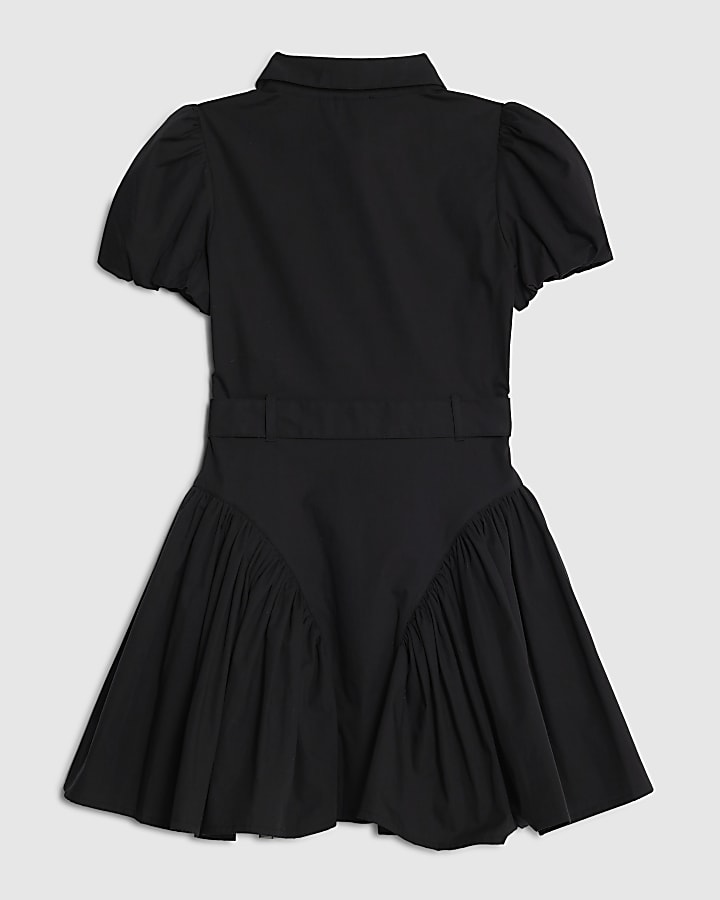 River Island Girls Black Embellished Shirt Dress