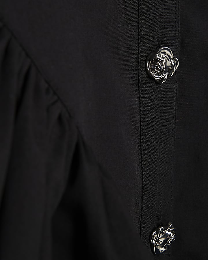 River Island Girls Black Embellished Shirt Dress