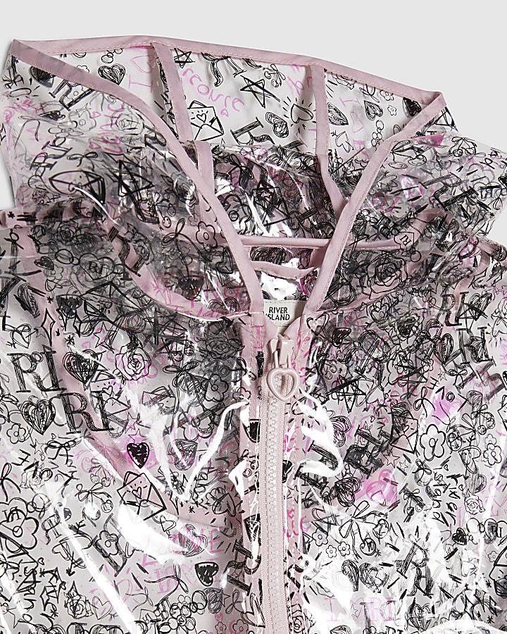 River Island Girls Black Graffiti Print Raincoat