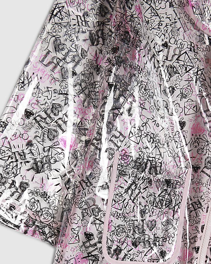 river island Girls Black Graffiti Print Raincoat