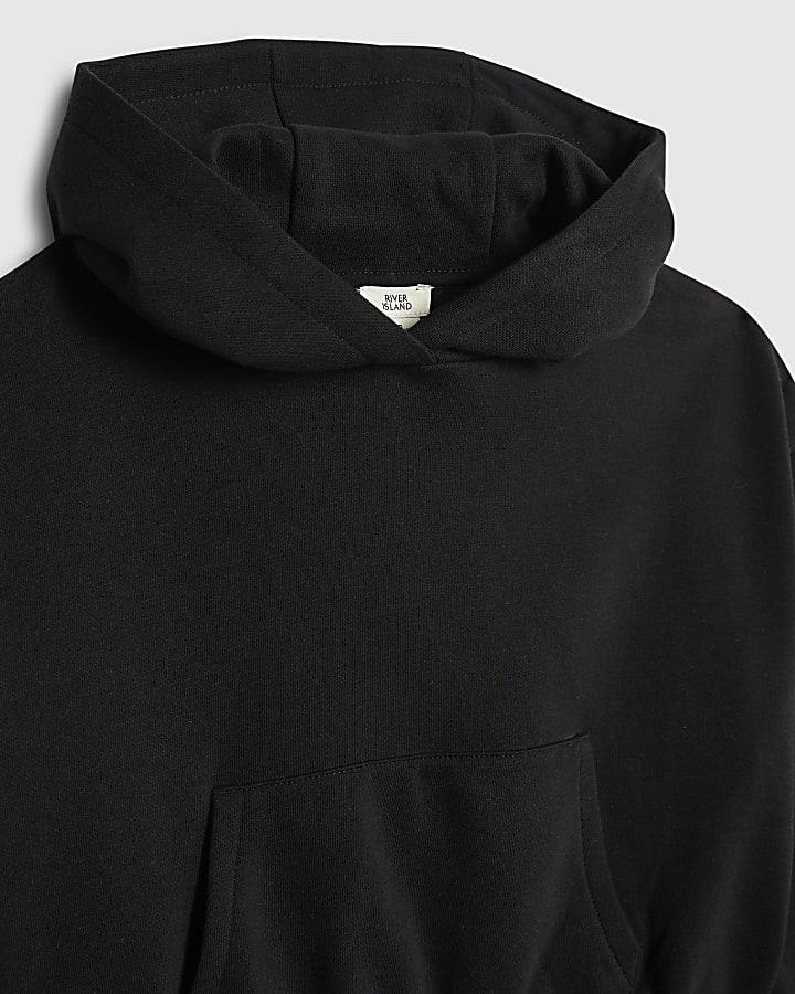 River Island Girls Black Hooded Sweatshirt Set