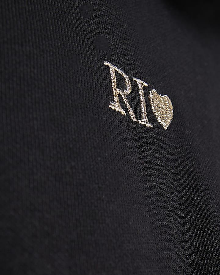 River Island Girls Black Hooded Sweatshirt Set