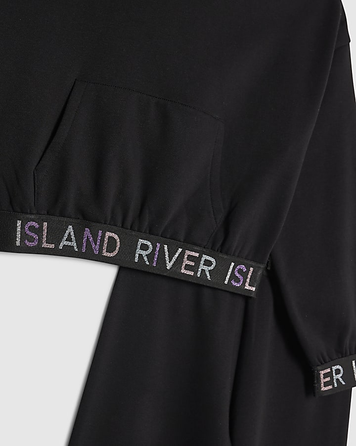 river island Girls Black Hooded Sweatshirt Set