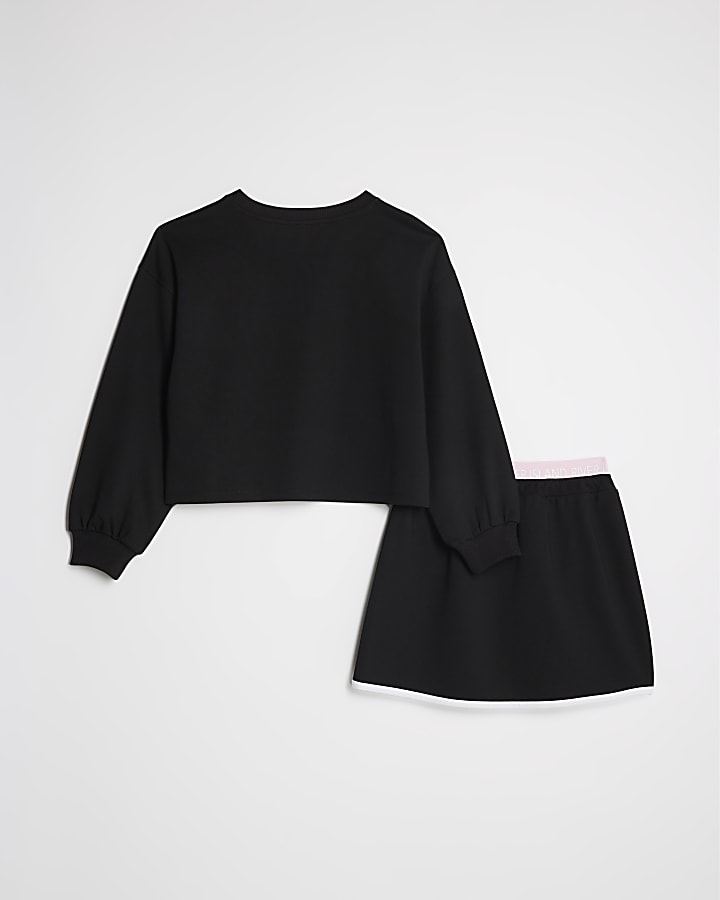 River Island Girls Black Love Club Sweatshirt Set