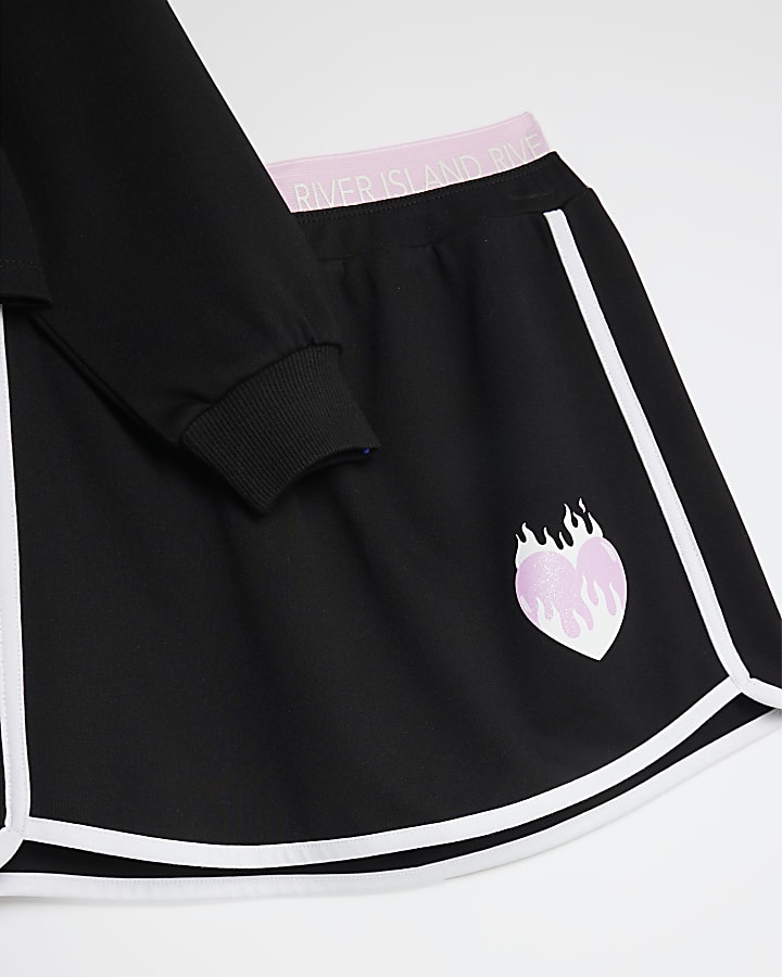 river island Girls Black Love Club Sweatshirt Set