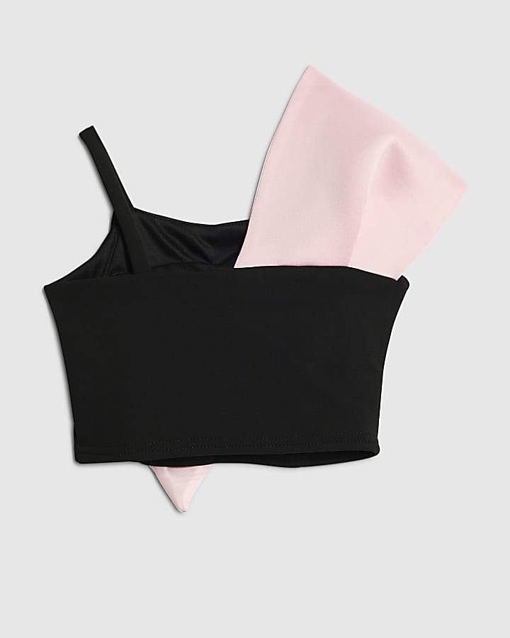 river island Girls Black Oversized Bow Top