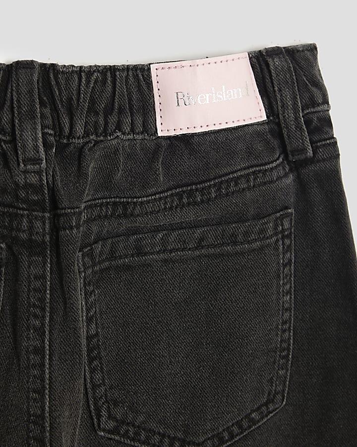 river island Girls Black Pull On Wide Leg Jeans