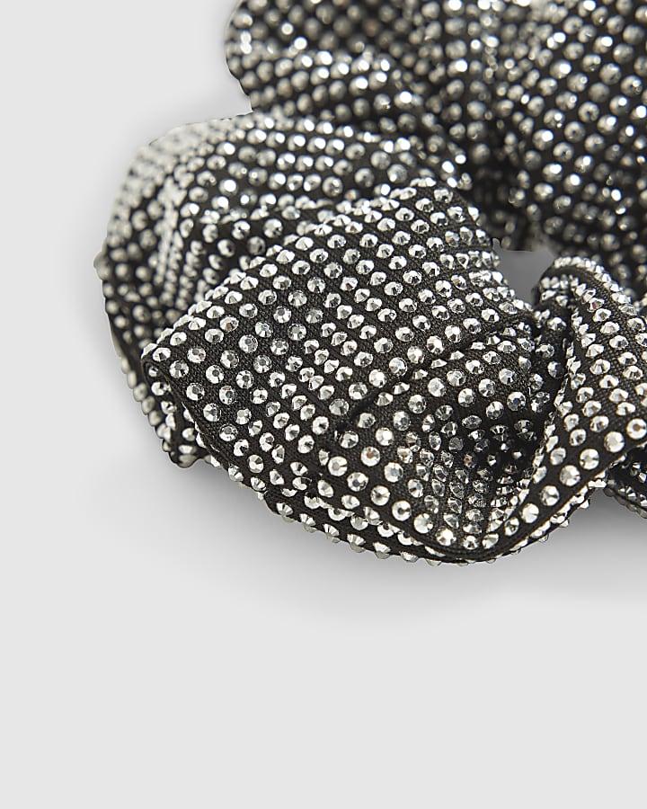 River Island Girls Black Rhinestone Scrunchie