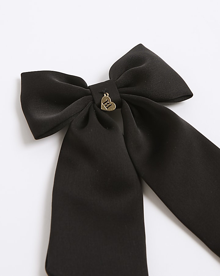 River Island Girls Black RI Charm Bow Hair Clip
