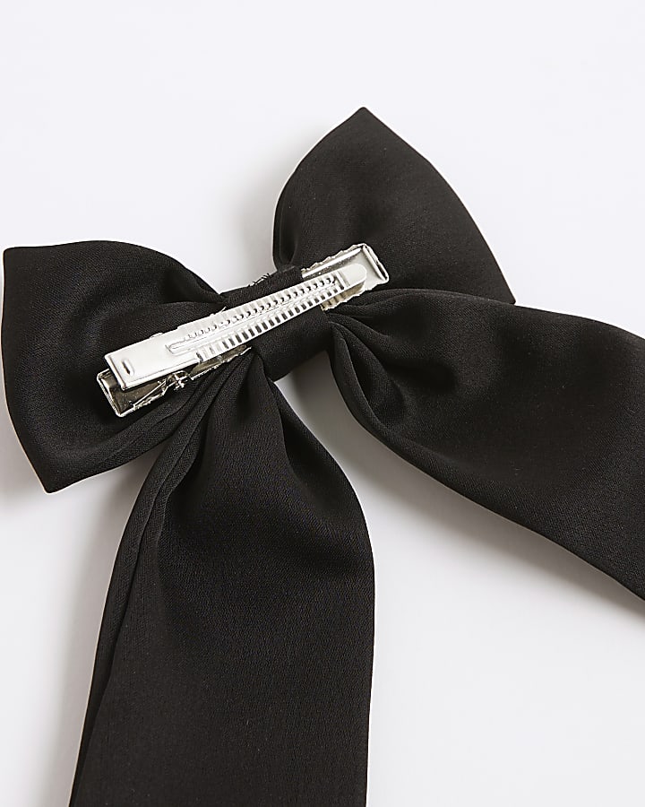 river island Girls Black RI Charm Bow Hair Clip