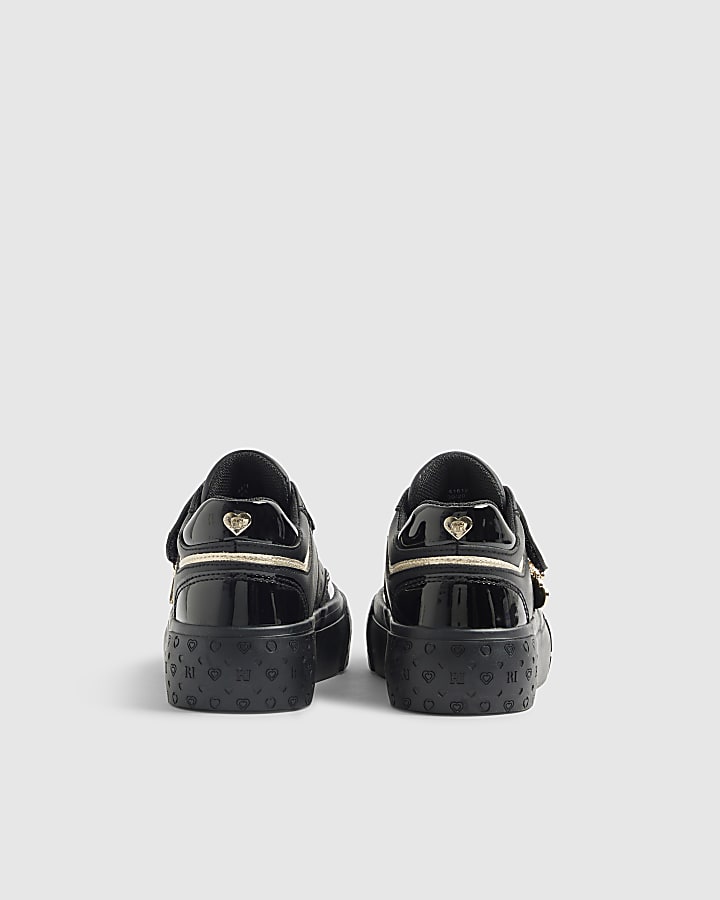 River Island Girls Black RI Monogram Trainers