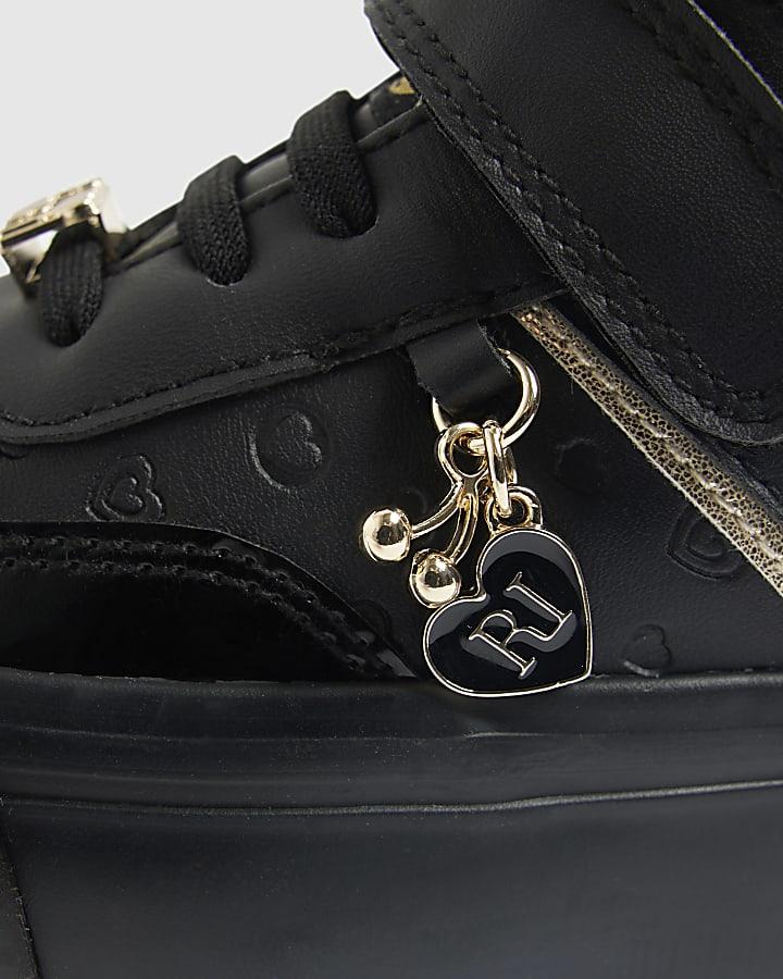 river island Girls Black RI Monogram Trainers