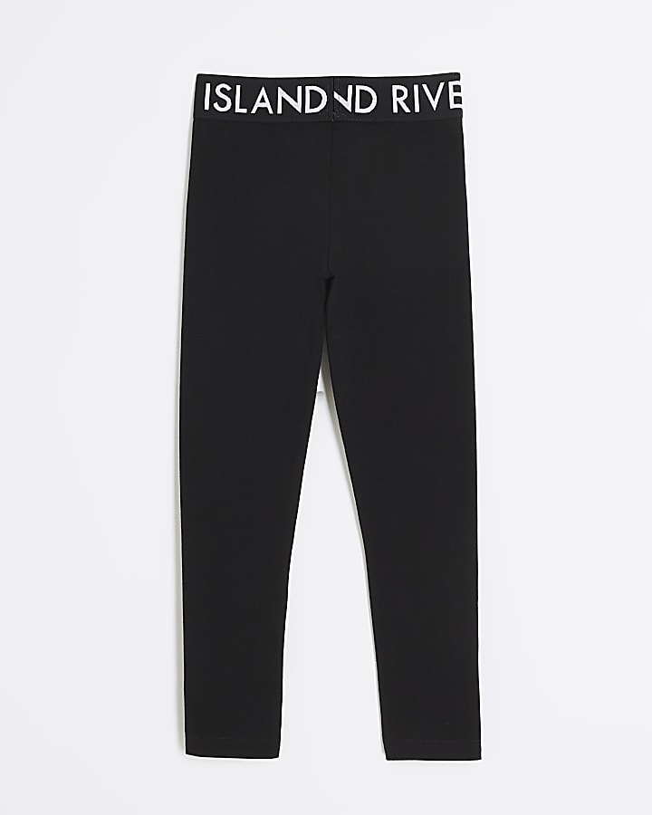 River Island Girls Black RI Waistband Leggings