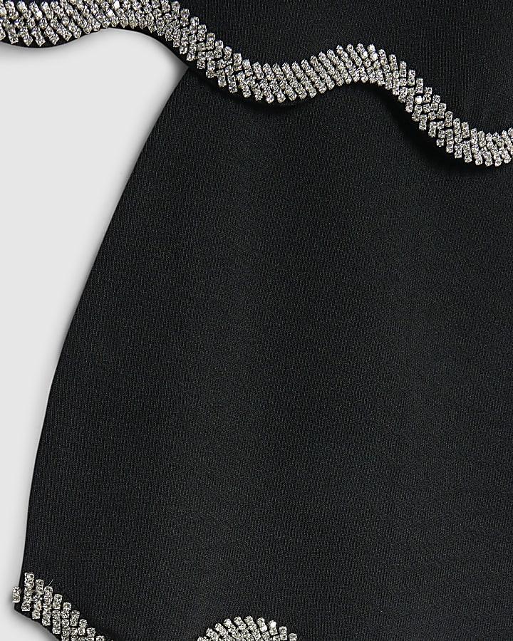 river island Girls Black Scallop Trim Skirt Set