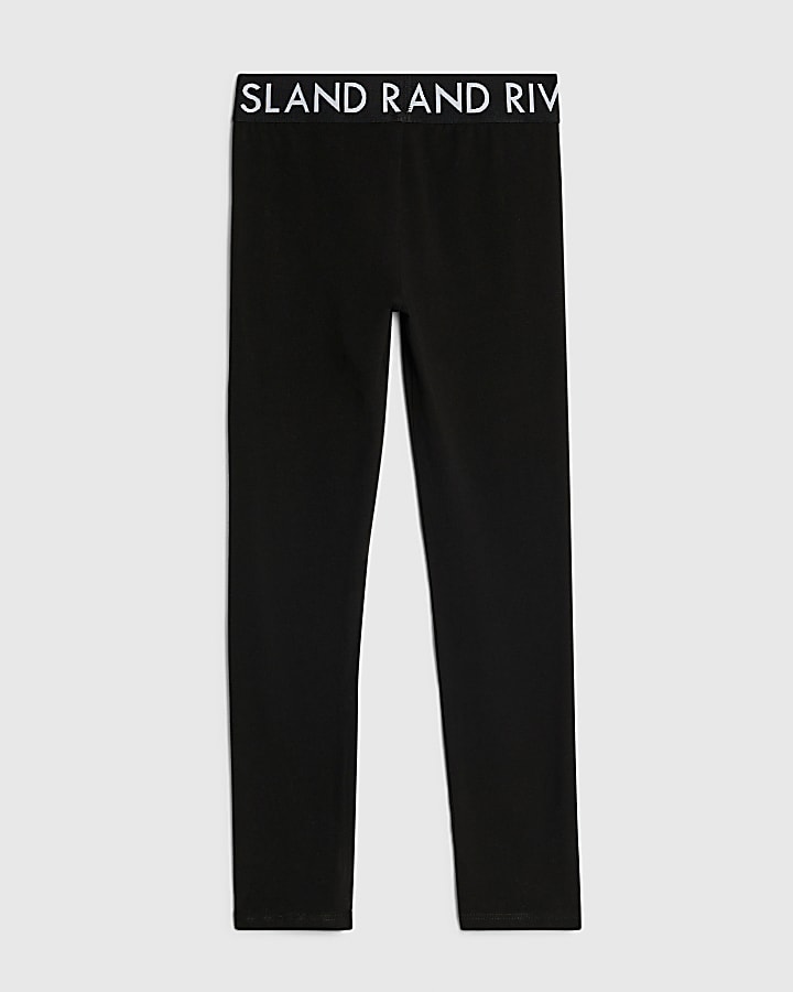 River Island Girls Black Side Stripe Leggings