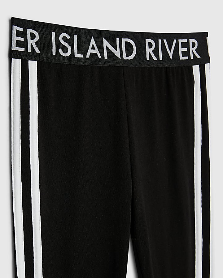 River Island Girls Black Side Stripe Leggings