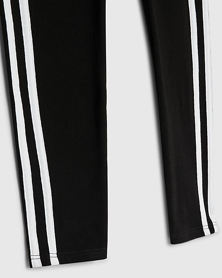 River Island Girls Black Side Stripe Leggings