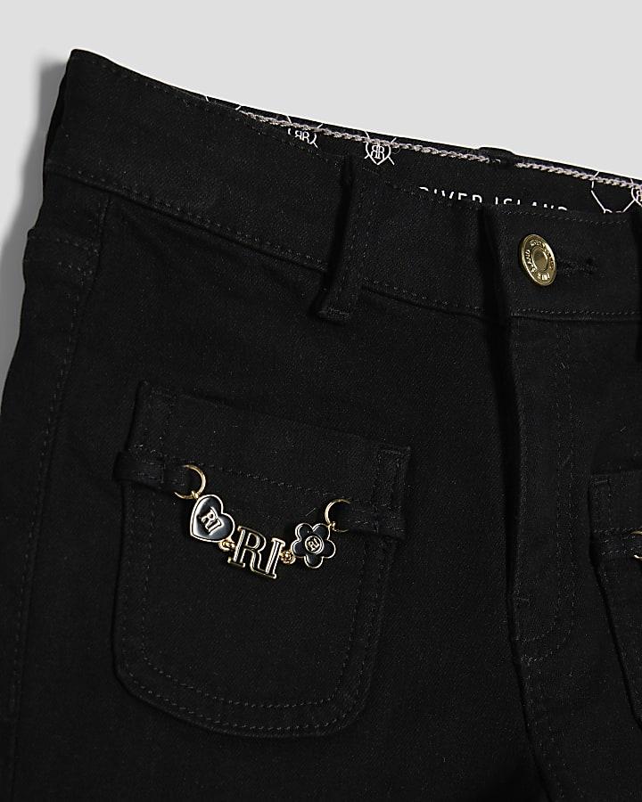 River Island Girls Black Snaffle Flared Jeans