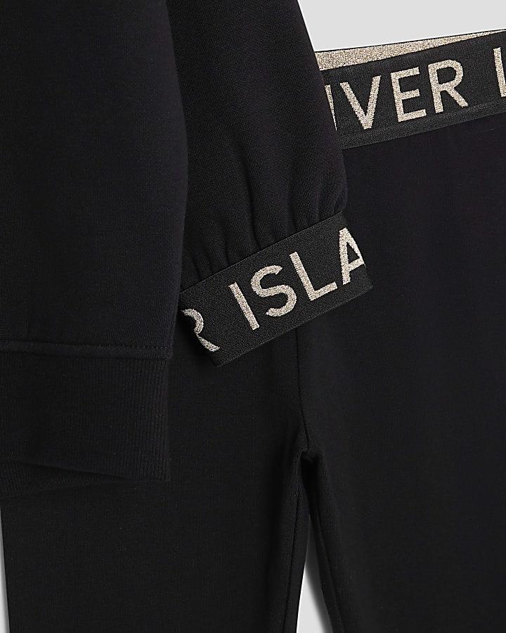 river island Girls Black Split Back Sweatshirt Set