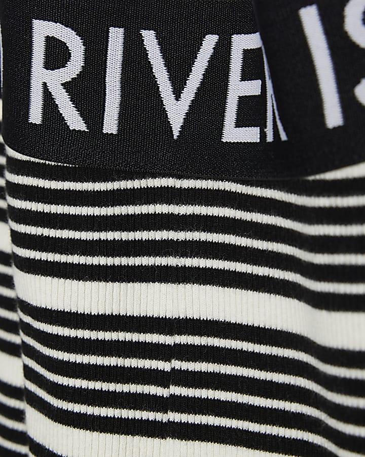 River Island Girls Black Stripe Flared Trousers