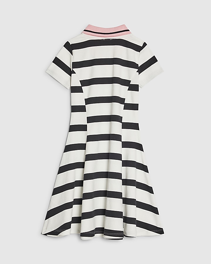 River Island Girls Black Stripe Polo Dress