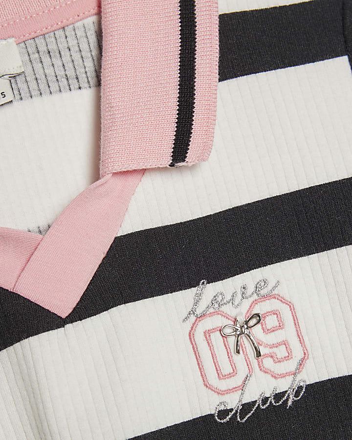 River Island Girls Black Stripe Polo Dress
