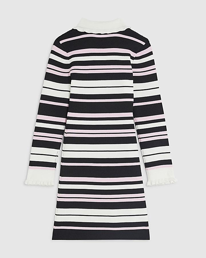 River Island Girls Black Stripe Polo Dress