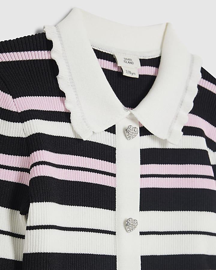 River Island Girls Black Stripe Polo Dress